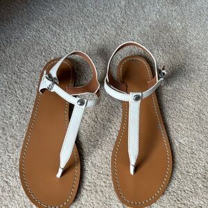 Coach White and Tan Leather Sandals